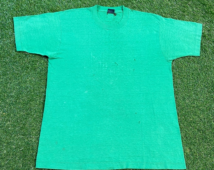 Vintage I Ran With The Bulls USF Distressed Green T Shirt Tee Screen Stars Made USA Size Xtra Large XL Quality 1990's Original 90s