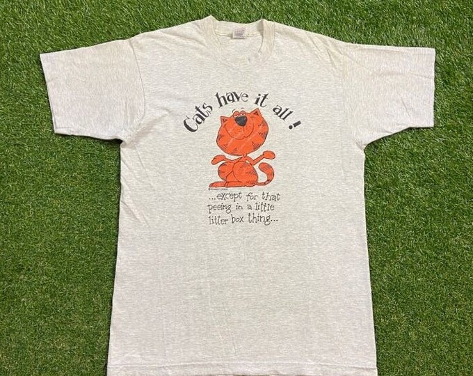 Vintage Cats T Shirt Tee Made USA Size Large L Kitten Feline Pet Classic Animal Graphic Shirt 1990s 90s