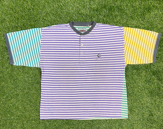 Vintage Colorful Striped T Shirt Tee Saturdays Size XXL 2XL 1990s 90s