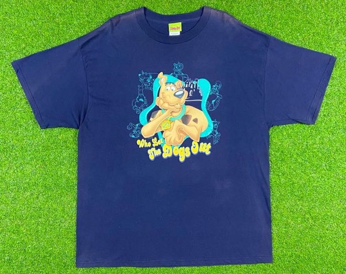 Vintage Scooby Doo Who Let the Dogs Out Graphic Tee T Shirt Cartoon Network Size Xtra Large XL Vintage Animation Deadstock With Tags NEW