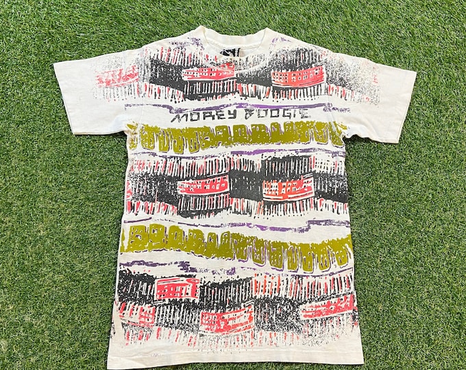 Vintage Morey Boogie T Shirt Tee Made USA Size Large L Surfing Gear California Beach Island Ocean Waves 1990s 90s