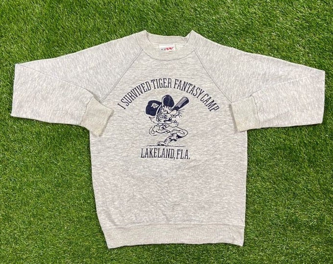 Vintage Detroit Tigers Spring Training Crewneck Sweatshirt Bassett Walker Tri Blend Made USA Medium MLB Baseball Lakeland Florida Pull Over
