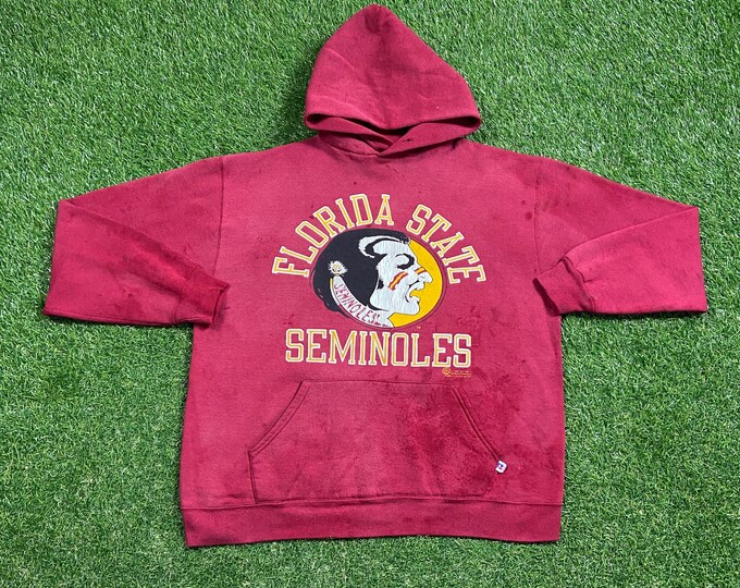 Vintage Florida State University Seminoles Hoodie Sweatshirt Made USA Size Large L NCAA College Football FSU 1990s 90s Pull Over Oversized