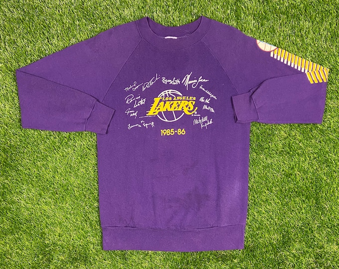 Vintage Los Angeles Lakers Basketball Crewneck Sweater 1985-1986 Pull Over NBA Small Kobe California 80s Lebron 1980s Purple Rare Champion