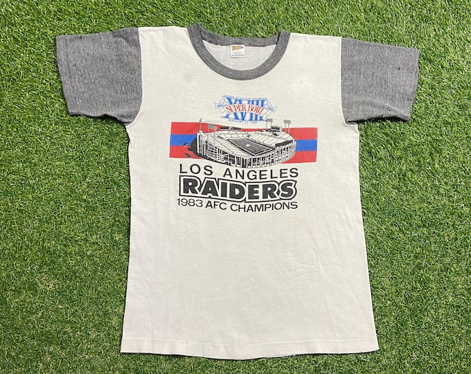 Vintage Los Angeles Raiders T Shirt Tee Made USA Size Medium M California Oakland Super Bowl XVIII NFL Football 1980s 80s