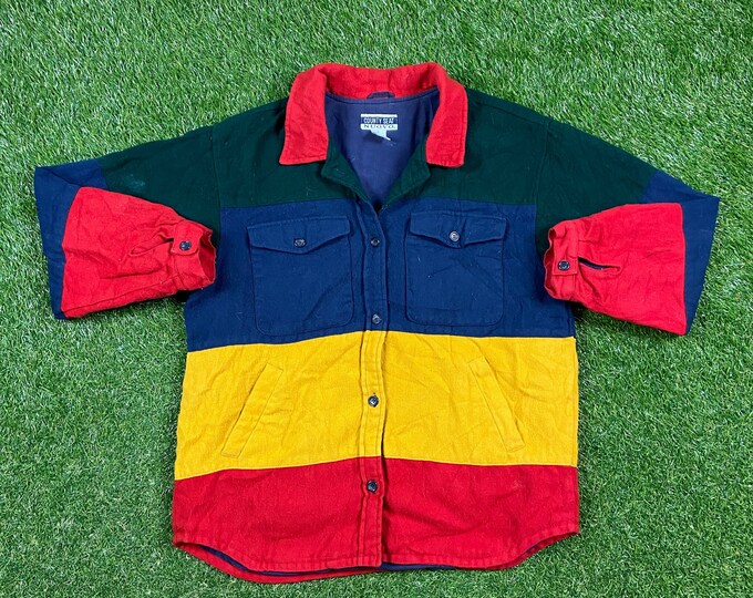 Vintage Nuovo Button Down Shirt Size Medium M Multicolor Dress Shirt Classic Oxford 1980s 80s