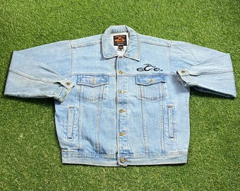 Vintage Orange County Choppers Jean Jacket Size Large L Harley Davidson Motorcycle Rare Quality Fit Biker HOG Bike Week 1990s 90s