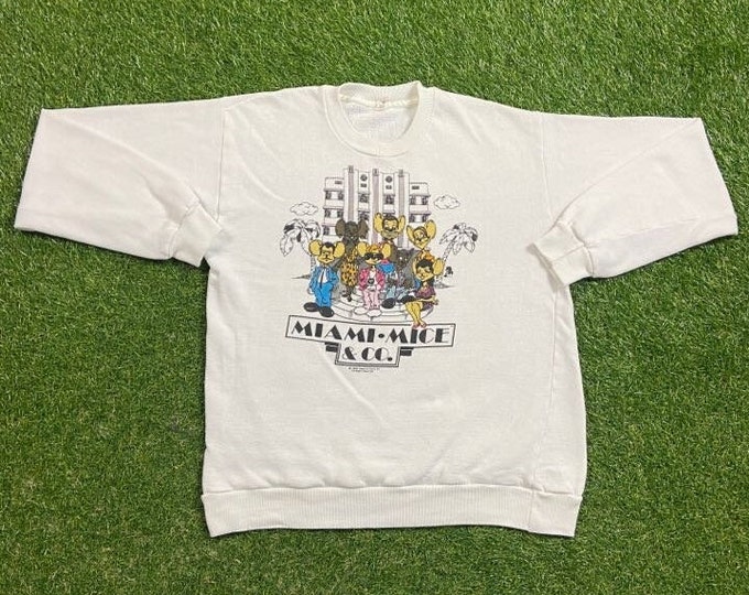 Vintage Miami Mice Crewneck Sweatshirt Size Small S Police Academy Miami Vice Parody 1980s 80s Funny Pull Over Oversized
