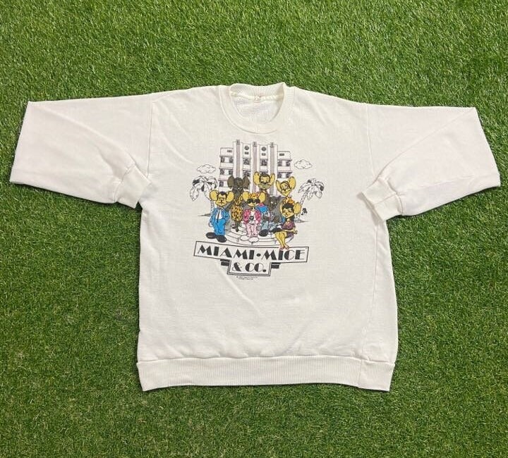 Vintage Miami Mice Crewneck Sweatshirt Size Small S Police Academy Miami Vice Parody 1980s 80s Funny Pull Over Oversized