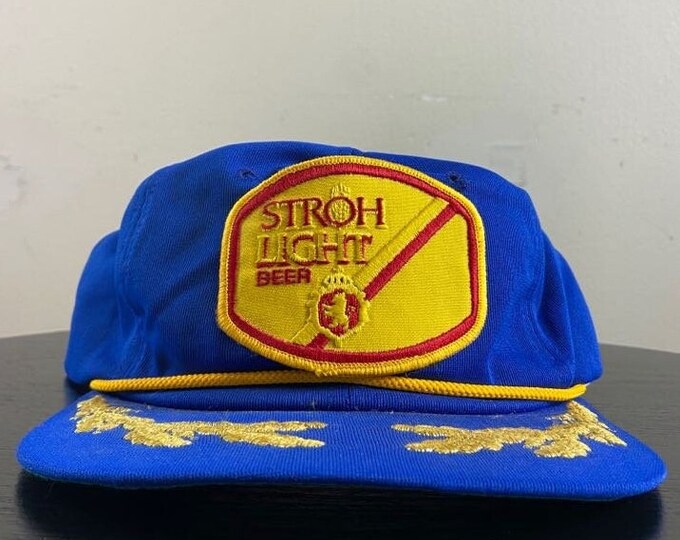 Vintage Stroh's Snapback Hat Made USA Size Small / Medium Classic Trucker Cap Beer Alcohol Brewery 1990s 90s