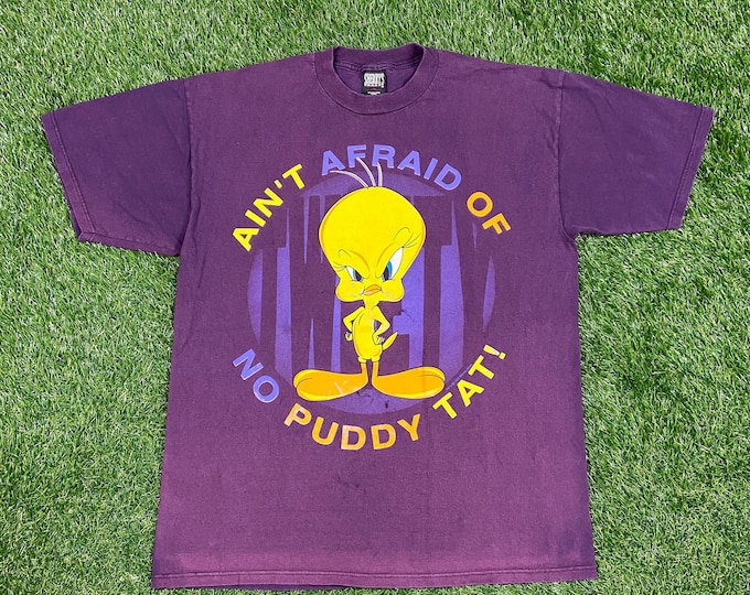 Vintage Tweety Bird T Shirt Tee Sherry's Best Made USA Size Large L Looney Tunes Warner Bros 1990s 90s