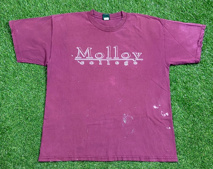 Vintage Molloy College T Shirt Tee MV Sport Made Usa Size Xtra Large XL SUNY State University of New York Classic College 1990s 90s