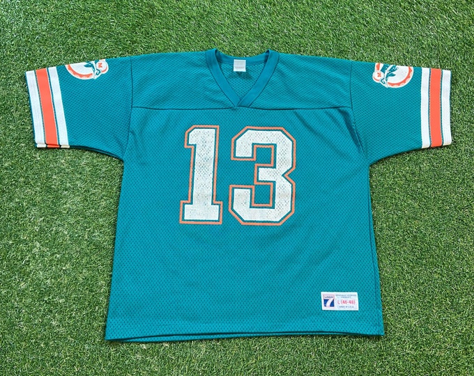 Vintage Miami Dolphins Jersey Logo 7 Made USA Size Large L NFL Football 305 Florida Dan Marino 1990s 90s