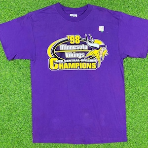 Vintage Minnesota Vikings NFL Deadstock T Shirt Tultex Large Randy Moss Big logo Unique Tee 1990s 1998 Brand New With Tags 90s