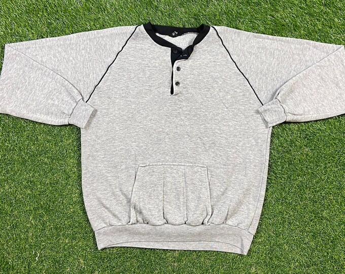 Vintage Plain Gray Crewneck Sweatshirt Shake Creek Size Large L Tri Blend Rayon Quality 1990's Comfy Fit Original 90s Pull Over