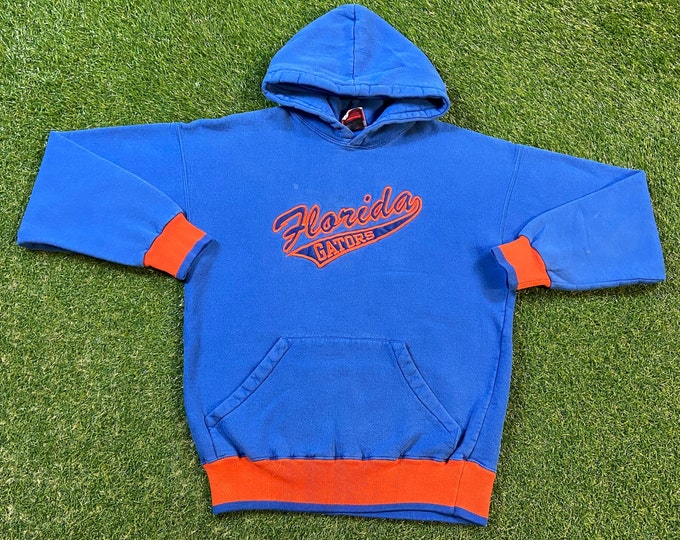 Vintage Gators University of Florida Hoodie Made USA Size Small S Swamp UF Orange Blue Alligator NCAA College Football 1990s 90s Pull Over