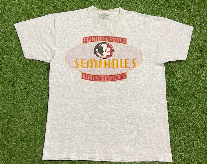 Vintage Florida State University Seminoles T Shirt Tee Made USA Size Large L NCAA College Football FSU Tallahassee 1990s 90s