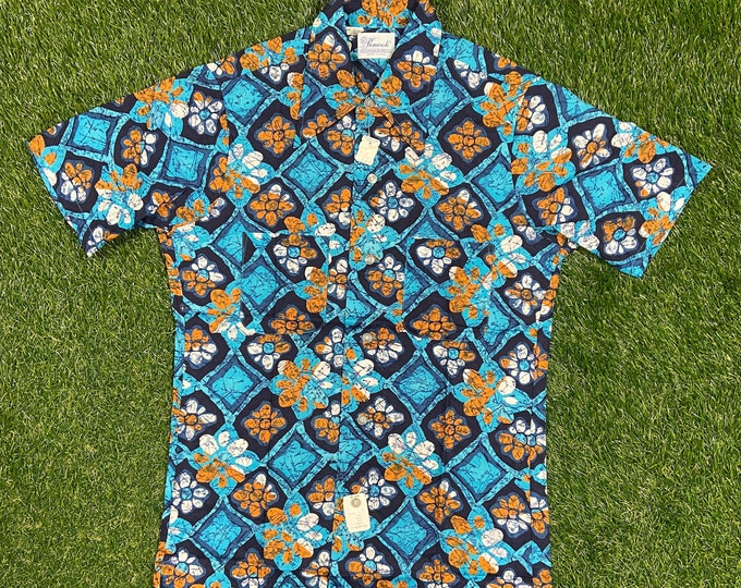 Vintage Wacky Fun Art Button Down Shirt Kenwick Made USA Size Small S 80s 1980s Original Classic Party Festival Pop Casual 1970s 70s