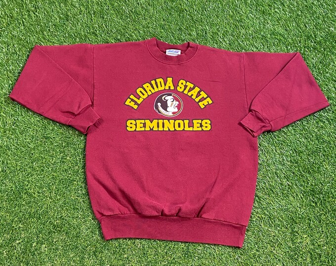 Vintage Florida State University Seminoles Crewneck Sweatshirt Size Youth Large NCAA College Football FSU 1990s 90s Pull Over Oversized