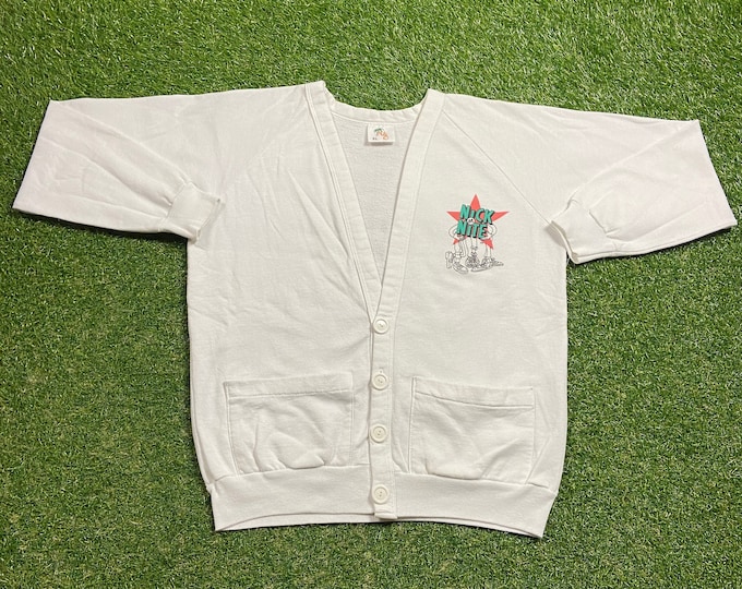 Vintage Nick at Nite Cardigan Sweater Made USA Size Xtra Large XL Nickelodeon Studios Classic Cartoons Animation 1990s 90s