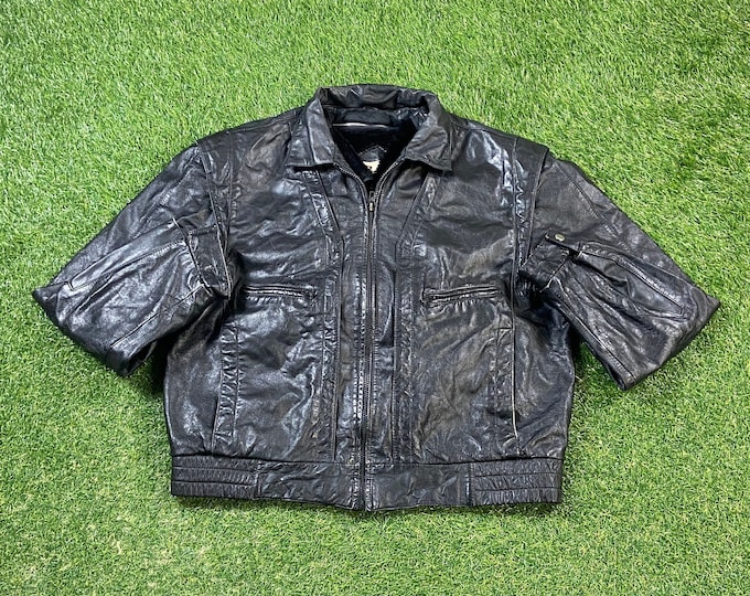 Vintage Berman's Black Leather Jacket Size Large L Genuine Leather American Apparel Cozy Very Warm Coat