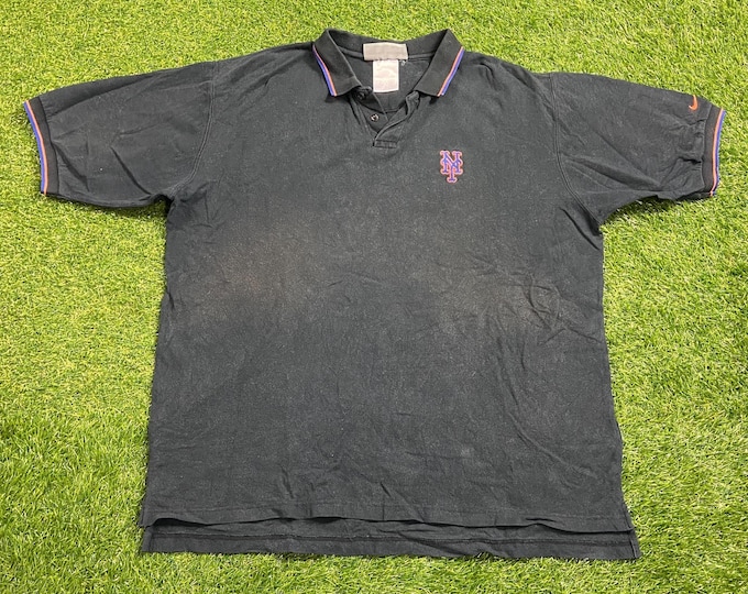Vintage New York Mets Polo Shirt Nike Size Xtra Large XL MLB Baseball National League Blue Orange Classic Queens Ny 1990s 90s Original