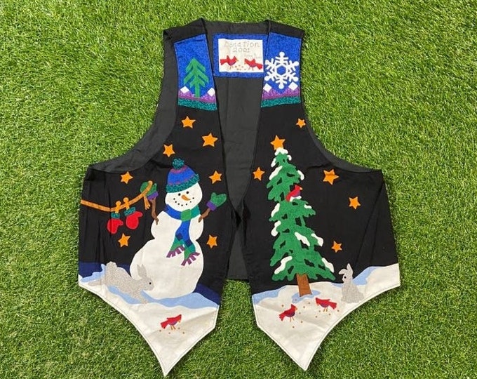 Ugly Christmas Vest Vintage Tacky Holiday Party Merry Santa Classic Holidays Size Small S Xmas 90s Classic Christmas Snowman
