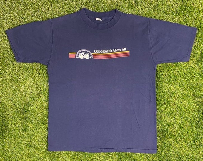 Vintage Colorado Above All T Shirt Tee Artex Made USA Size Xtra Large XL Denver Boulder 1980s 80s 1990s 90s