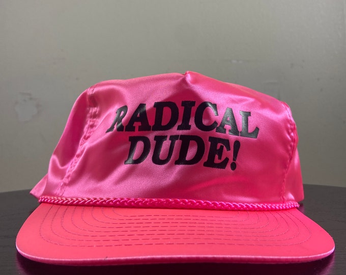 Vintage Radical Dude! Strap Back Hat Nissin Cap OSFA Funny Saying Comical Cap 1980s 80s Trucker Hat