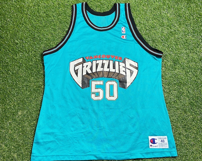 Vintage Vancouver Grizzles Bryant Reeves #50 Jersey Champion Made USA Size XL (48) NBA Basketball Memphis Canada 1990s 90s