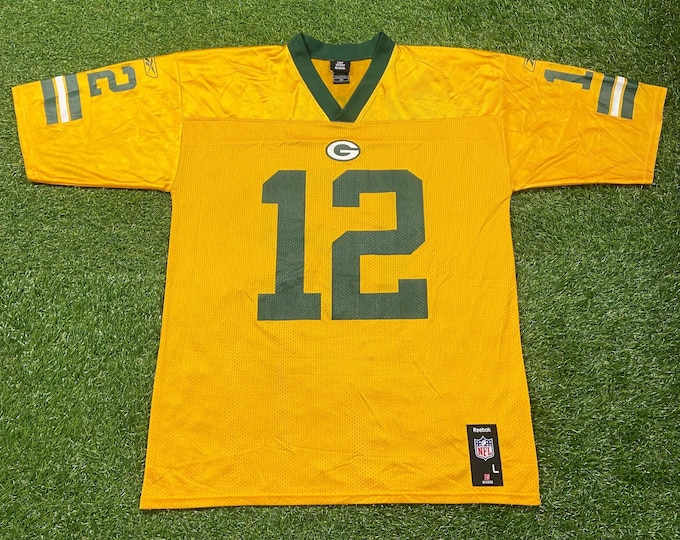 Vintage Green Bay Packers Aaron Rodgers #12 Jersey Reebok Size Large L NFL Football Wisconsin Pack Favre Cheese Head 00s