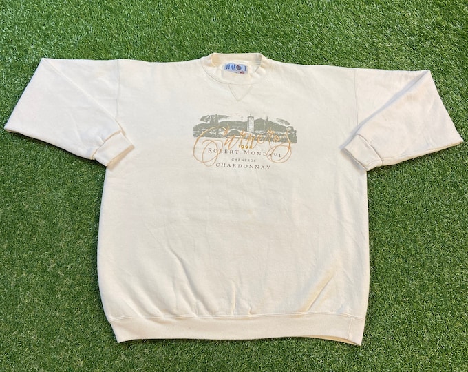 Vintage Carneros Chardonnay Crewneck Sweatshirt Made USA Size Xtra Large XL Drink Alcohol Party Night Life Classic Liquor 1990s Pull Over
