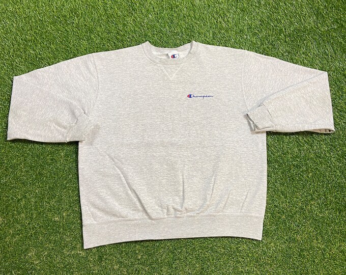 Vintage Gray Champion Crewneck Sweatshirt Size Large L Quality 1990s Oversized Great Fit Original 90s Pull Over