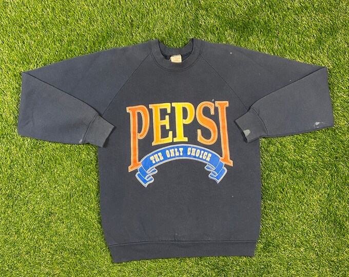 Vintage Rare Pepsi Crewneck Sweatshirt Fruit of the Loom Made USA Size Large Classic Cola Soda Pull Over Comfy Cozy Warm 1980s 80s