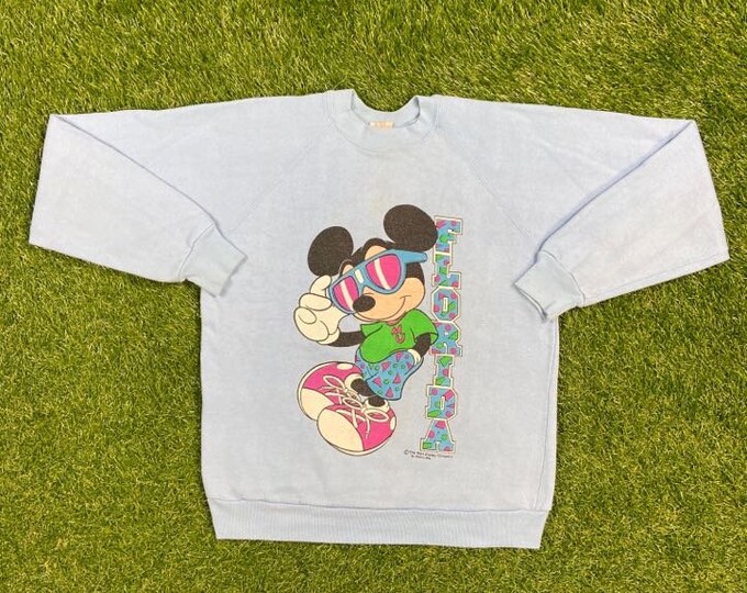 Vintage Micky Mouse Florida Crewneck Sweatshirt Sherry Size Medium M Walt Disney World Magic Kingdom Orlando FL Disneyland Pull Over