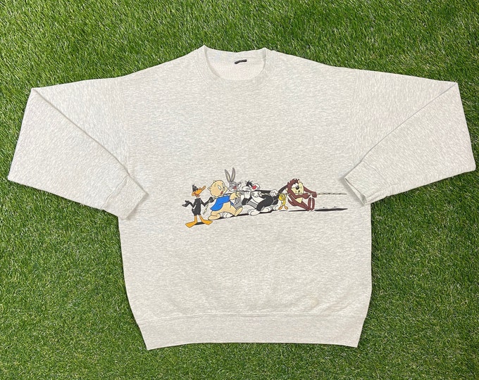 Vintage Looney Tunes Crewneck Sweatshirt Size Xtra Large XL Bugs Bunny Warner Bros Cartoon 1980s 1990s 80s 90s Pull Over Oversized