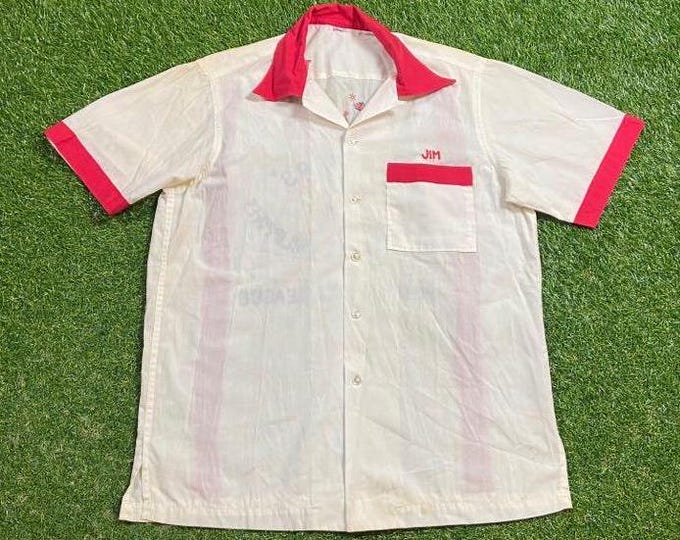 Vintage TNT Boomers Button Down Shirt Size Medium M Bowl Bowling Regionals Balls and Pins Quality Classic 1990s 90s