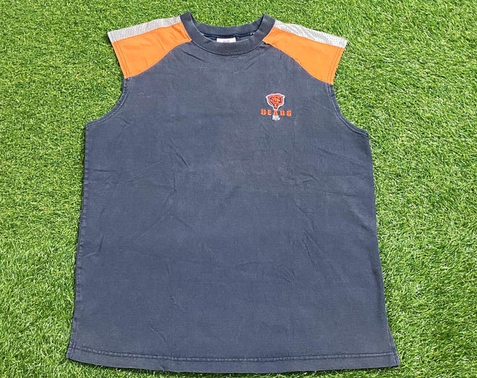 Vintage Chicago Bears Sleeveless T Shirt Tee Size Large L NFL Football Illinois Soldier Field 1990s 90s