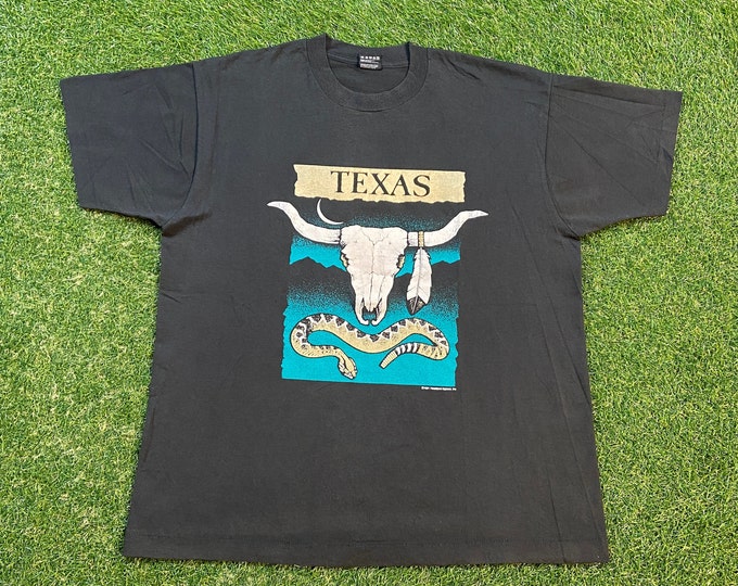 Vintage Texas T Shirt Tee Fruit of the Loom Made USA Size Xtra Large XL Houston Dallas Austin San Antonio 1990s 90s