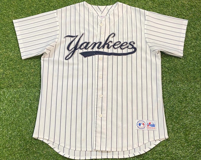 Vintage New York Yankees Jersey Made USA Size Large L MLB Baseball Bronx Bombers Jeter 1990s 90s