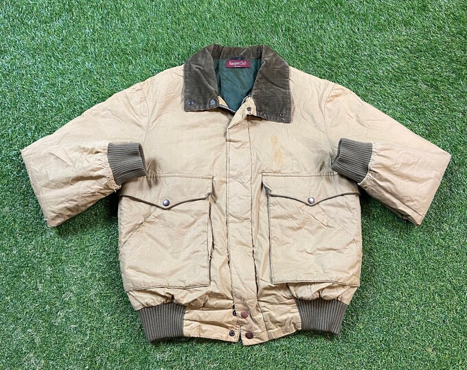 Vintage Racquet Club Jacket Size Medium M Beige Sportswear Coat Outdoor Hiking 1990s 90s