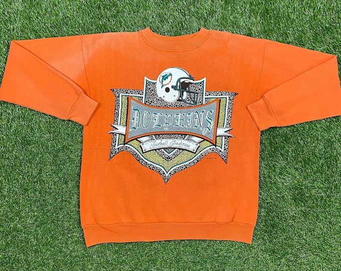 Vintage Miami Dolphins Crewneck Sweatshirt Saturday's Hero Made USA Size Large L NFL Football Florida Dan Marino Pull Over Comfy 90s 1990s
