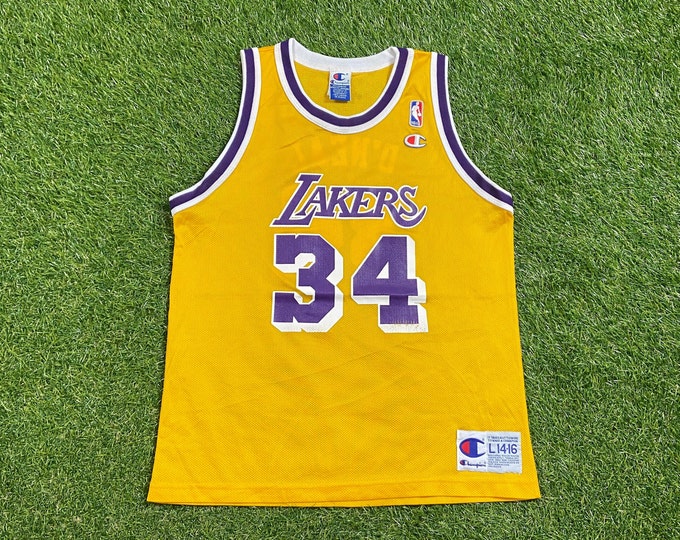 Vintage Los Angeles Lakers Shaquille O'Neill #34 Jersey Champion Size Youth Large NBA Basketball California Classic Kobe Lebron Magic 00s
