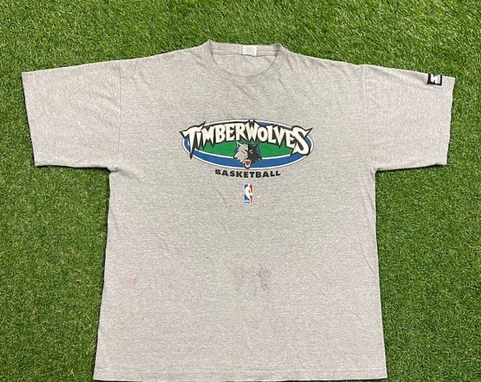 Vintage Minnesota Timberwolves T Shirt Tee Starter Made USA Size Large L NBA Basketball 1990s 90s
