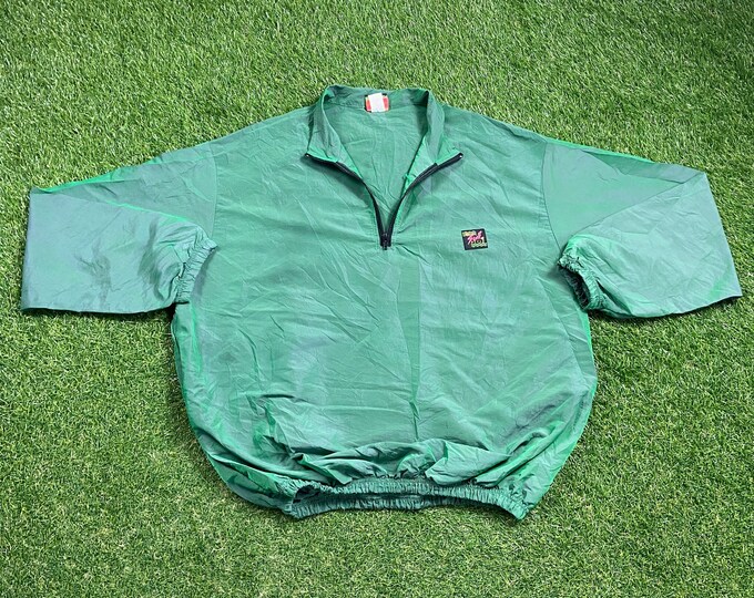 Vintage Surf Style Windbreaker Jacket Size Xtra Large XL Classic Sport Wear Light Rain Coat Tropical Beach 1990s 90s