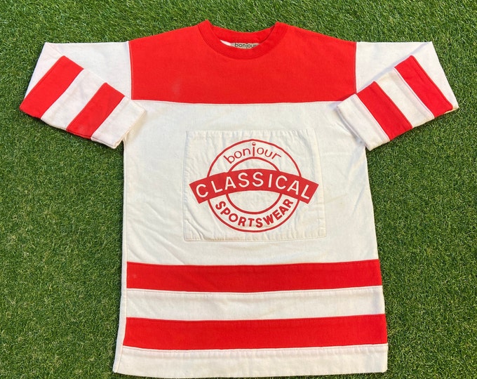 Vintage Bonjour Classical Sportswear Crewneck Sweatshirt Made USA Size Medium M Classic France Sportswear Athletic Gear Pull Over