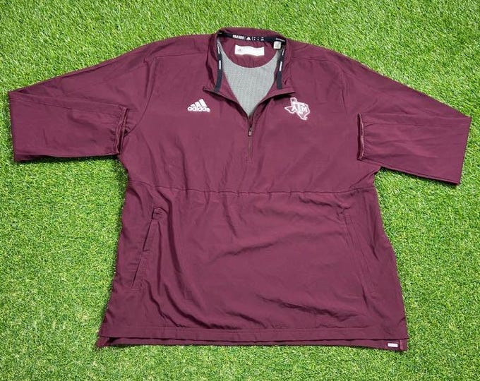 Vintage Texas A&M Aggies Windbreaker Jacket Adidas Size Xtra Large XL NCAA College Football Classic Light Rain Coat 1990s 90s