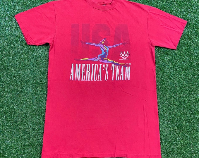 Vintage Olympics USA America's Team T Shirt Tee Hanes Made USA Size XXL 2XL Classic Gymnastic Sports Dream Team 1990s 90s