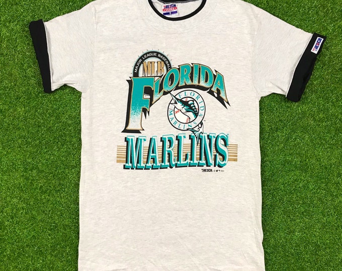 Vintage Florida Marlins T Shirt Deadstock Comfy 1992 Trench MLB Shirt Men's Medium Large 1990s Miami Tee NEW Old Stock Inaugural Roll Up