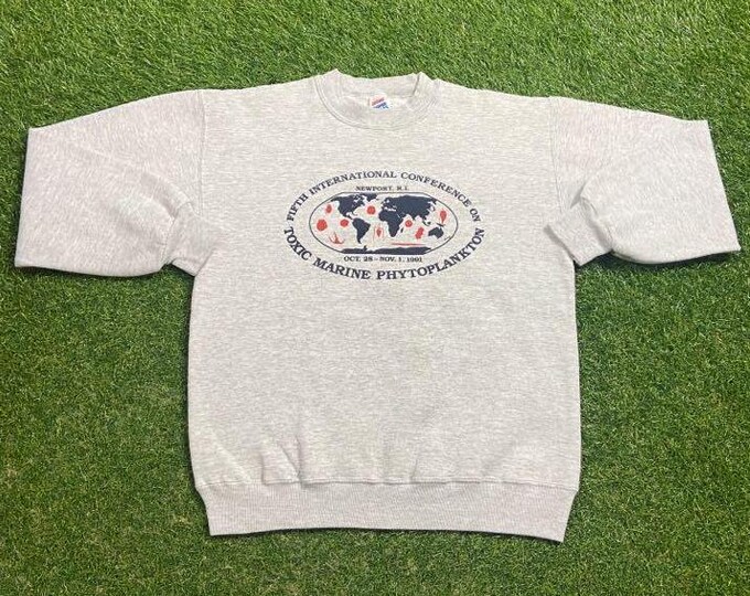 Vintage Fifth International Conference on Toxic Marine Phytoplankton Crewneck Sweatshirt Size Medium M Marine Science Rhode Island 1990s 90s